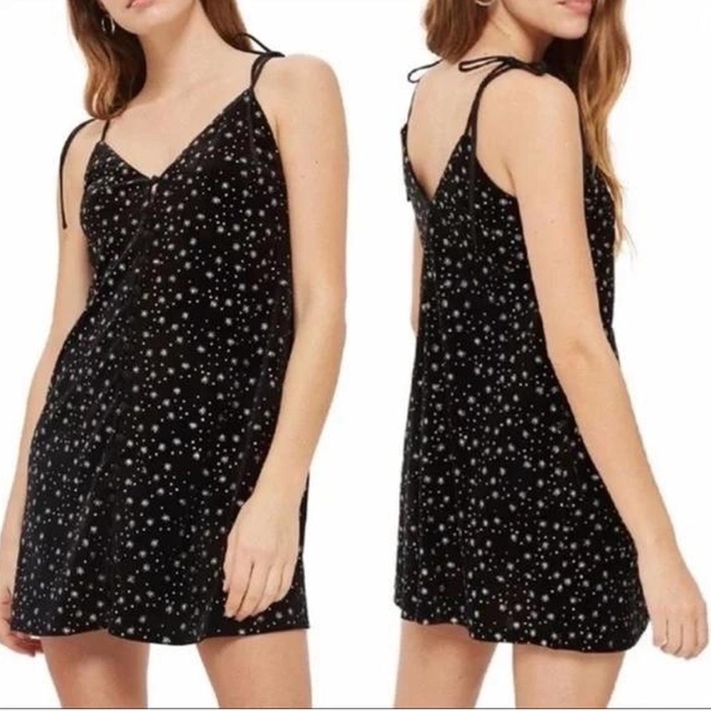 Topshop Women’s Black Glitter Snowflake Mini Slip Dress